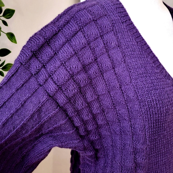 HANDKNIT COZY CARDIGAN purple large - Picture 7 of 8